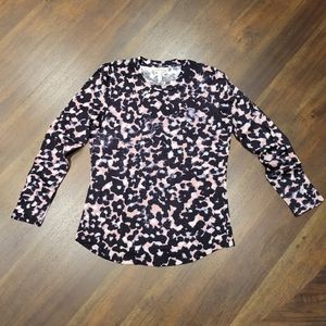 Rebecca Taylor Abstract Floral Long Sleeve Top